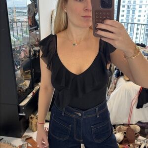 Zara Black Ruffle Tank Top